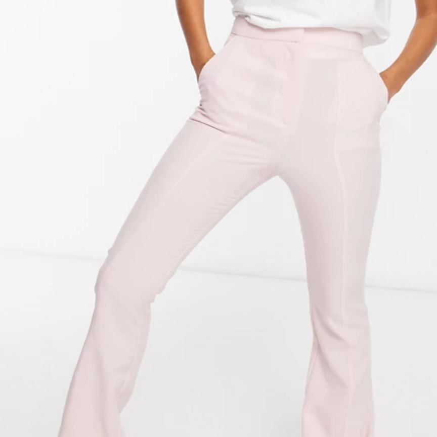 ASOS DESIGN Hourglass Slim Kick Flare Trousers Seams Pink