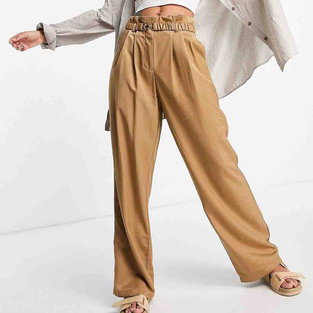 Vila Tailored Oversized Trousers Brown