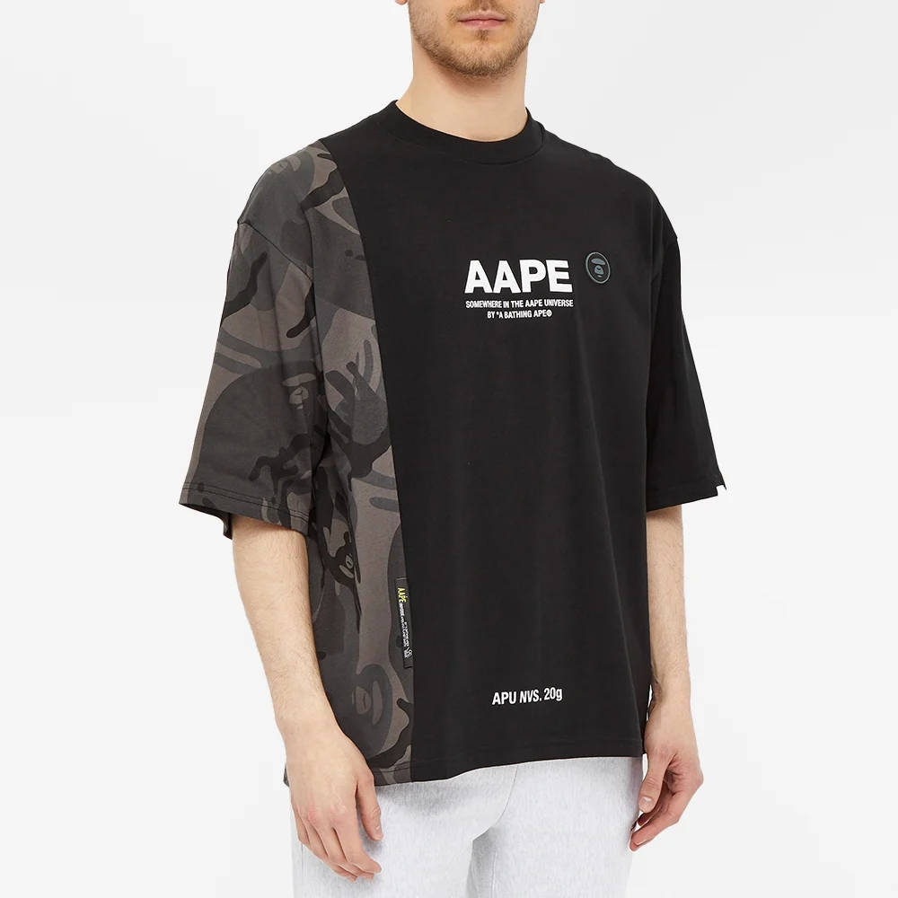 AAPE Camo Panel T-Shirt - Black | The Sole Supplier