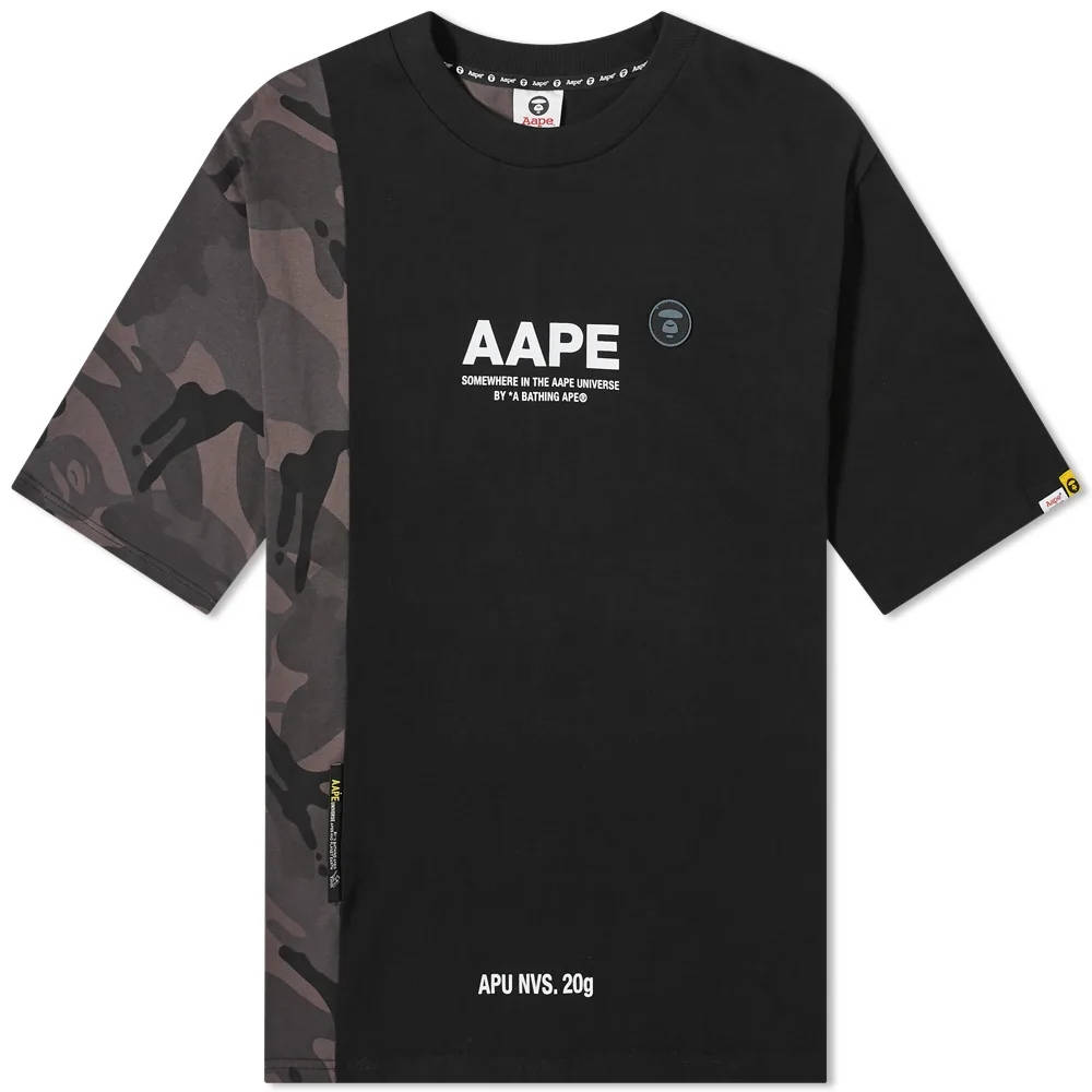 AAPE Camo Panel T-Shirt - Black | The Sole Supplier