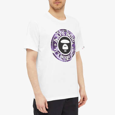 AAPE Purple Glow Camo Moon Face T-Shirt