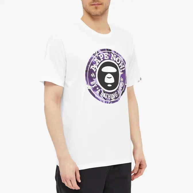 AAPE Purple Glow Camo Moon Face T-Shirt | Where To Buy | The Sole