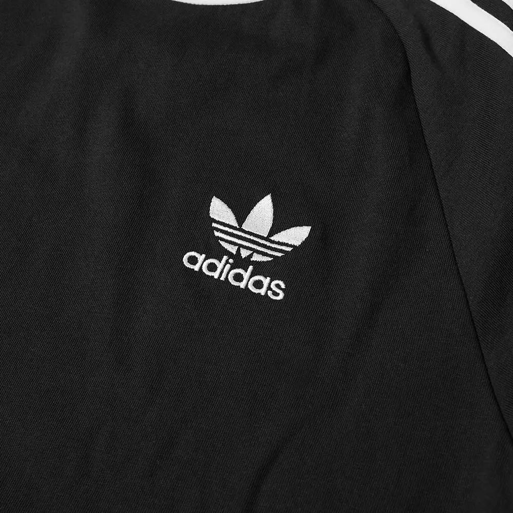 Adidas Long Sleeve 3 Stripe T Shirt Black The Sole Supplier