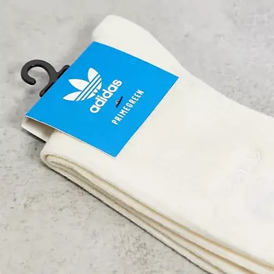 adidas Originals No Dye Ribbed Crew Socks Off White Detail