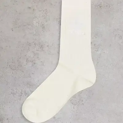 adidas Originals No Dye Ribbed Crew Socks Off White