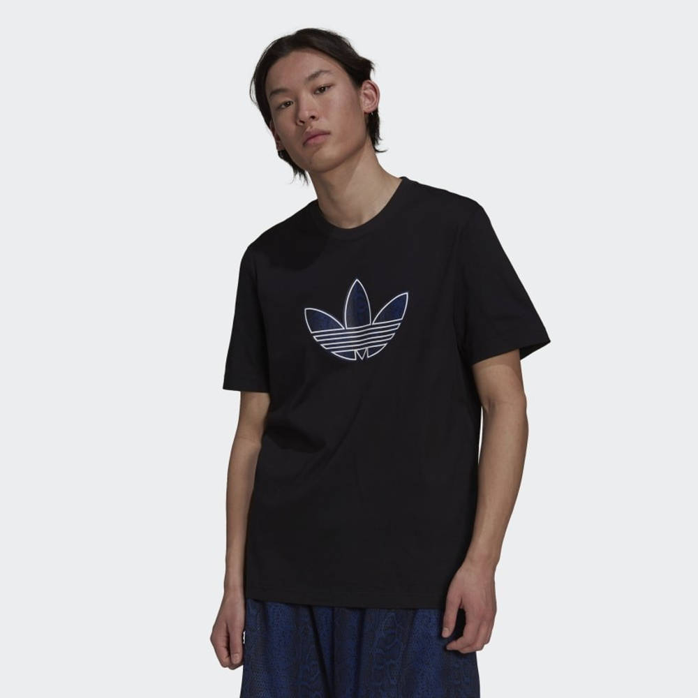 adidas SPRT Trefoil Snakeskin-Print T-Shirt - Black | The Sole Supplier