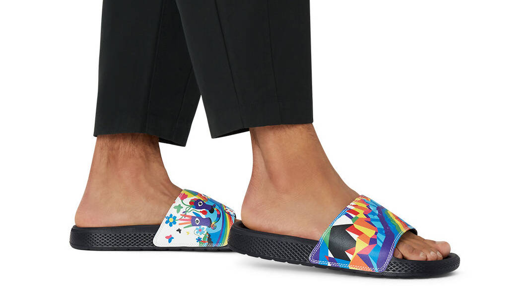 Converse All Star Pride Slide Italy Blue On Foot