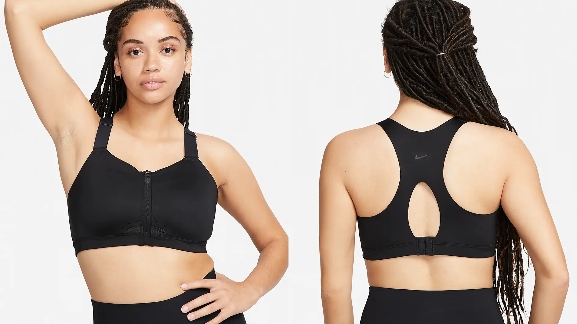 Dri Fit alpha high support padded zip front sports bra