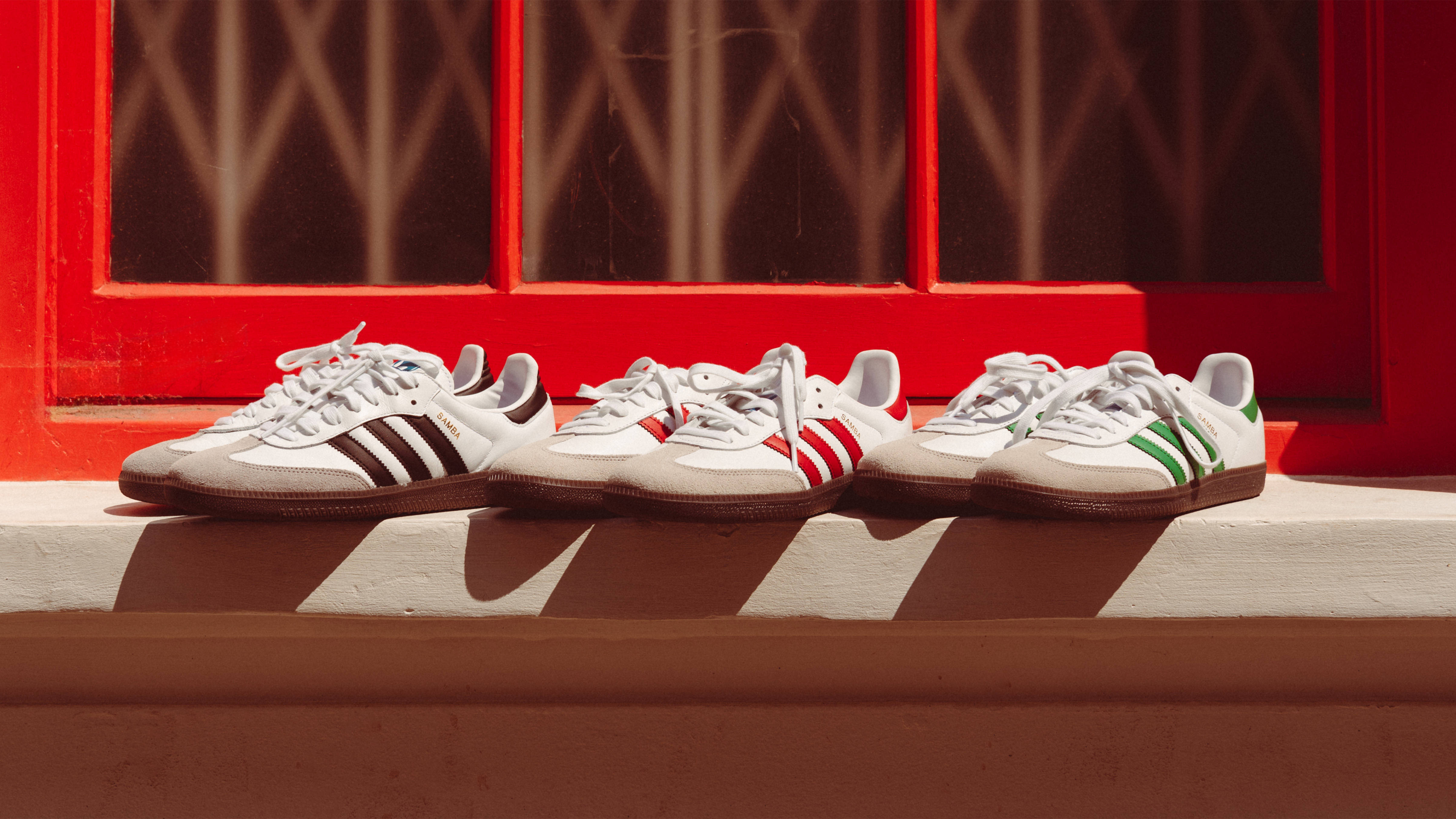 Adidas samba trainers shop - white/red/gum sole