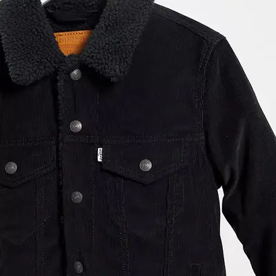 Black cord levi jacket top