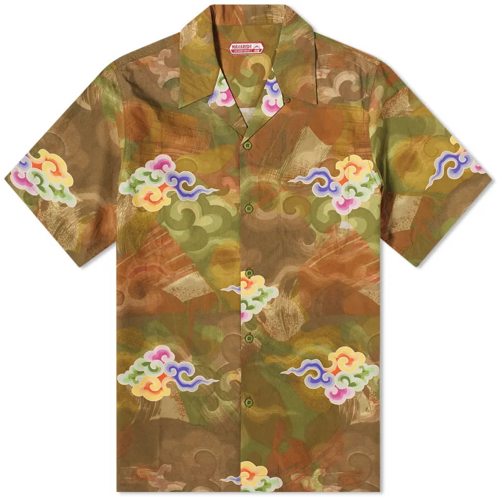 Maharishi Camp Collar Cotton Poplin Shirt Cloud Camo