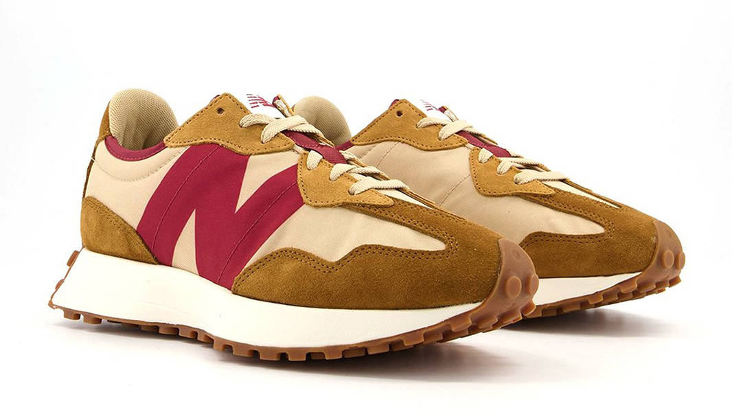 New Balance 327 Tan Burgundy Front