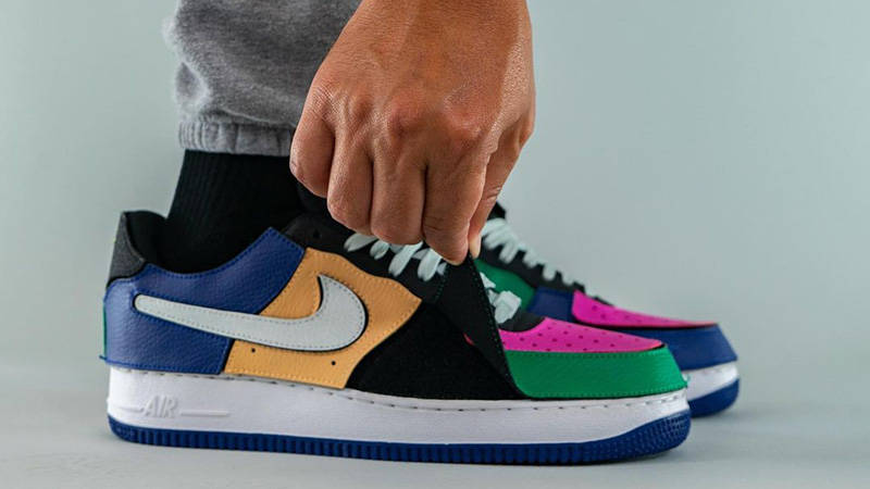 Nike Air Force 1 1 Black Multi on foot side