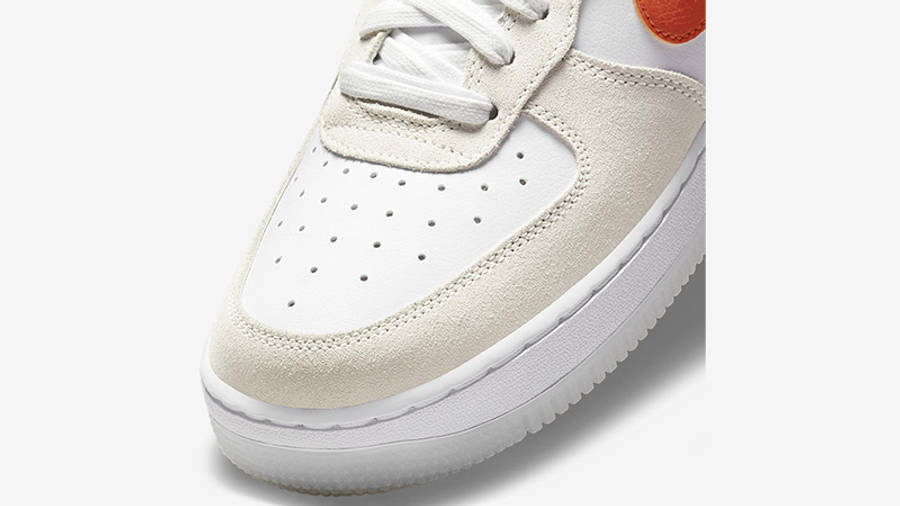 Nike Air Force 1 Low First Use White Orange DA8302-101 Front Detail