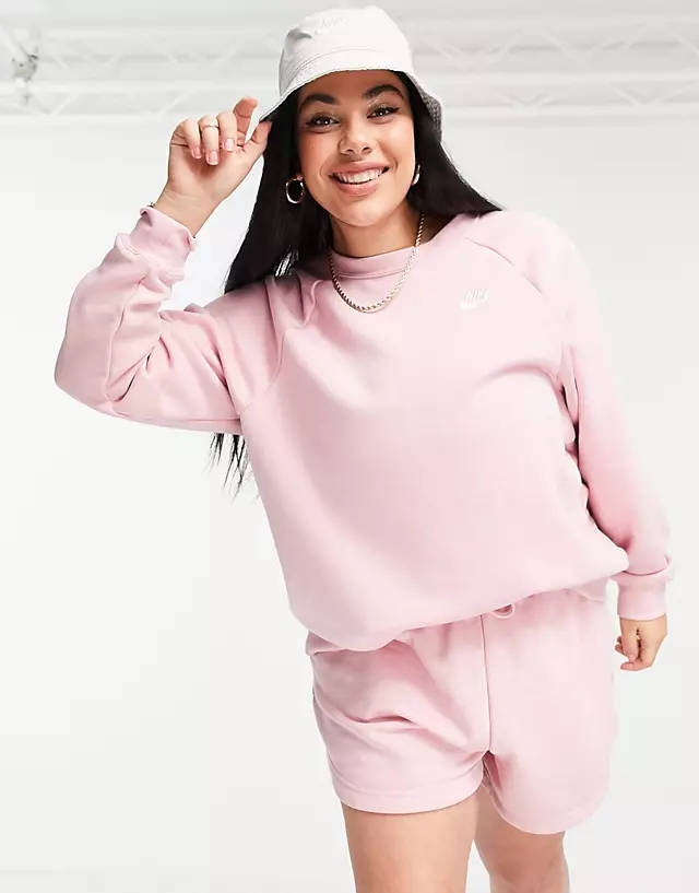 pink nike essential crew sweatshirt