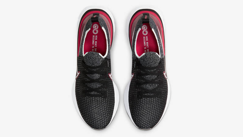 Nike React Infinity Run Flyknit Black University Red Middle