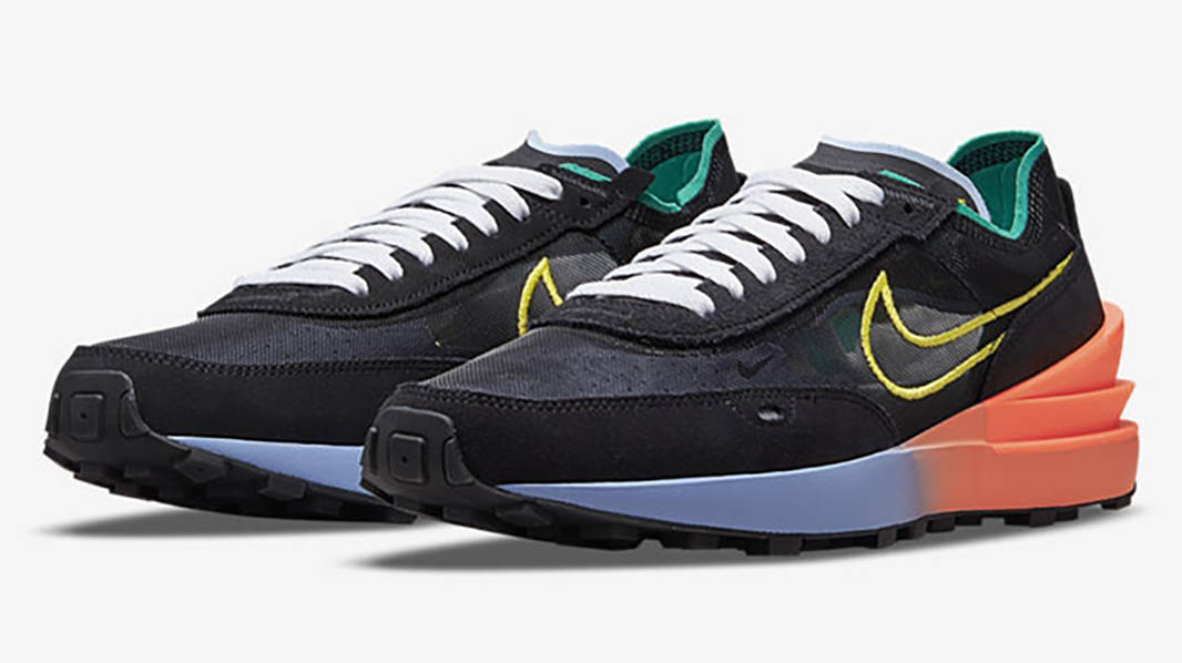 Nike Waffle One Black Yellow Blue DM9049-001 Sides