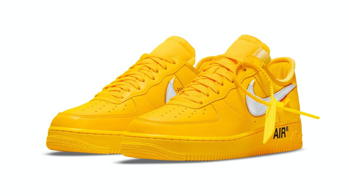 The Off-White x Nike Air Force 1 University Gold Gets Unveiled