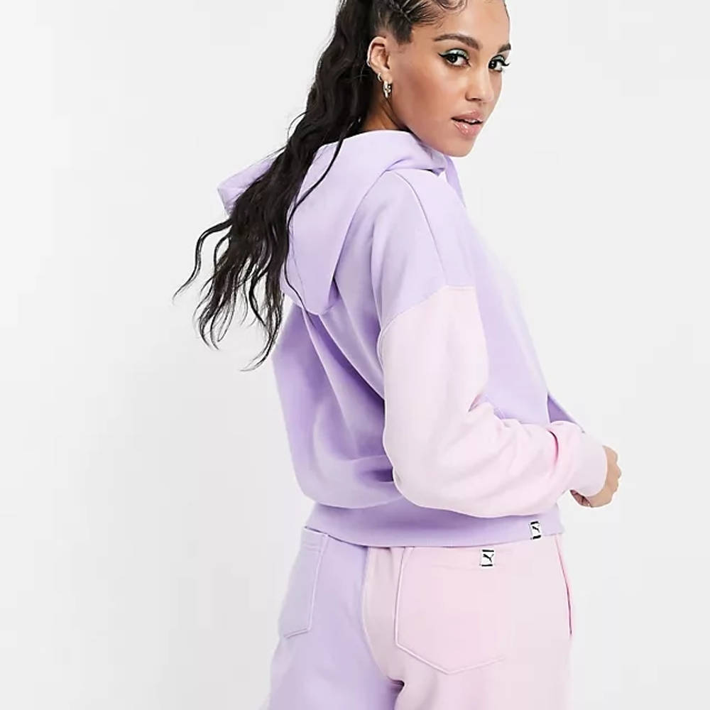 Puma Downtown Colourblock Hoodie - Lilac | The Sole Supplier