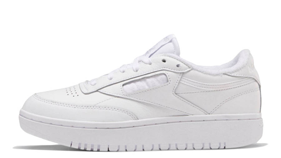 reebok club c double trainers in triple white