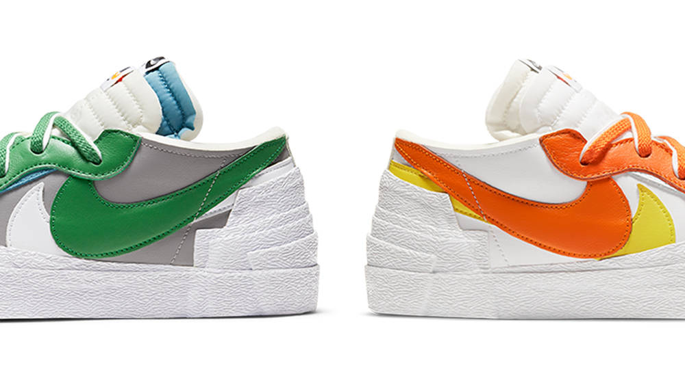 sacai x Nike Blazer Low Classic Green & Magma Orange
