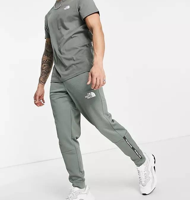 khaki green north face joggers