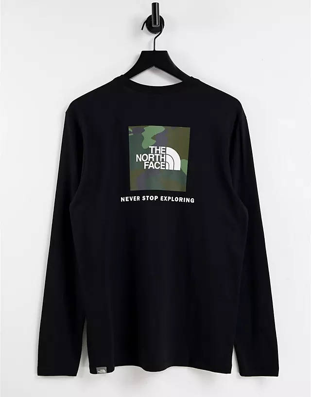 The North Face Red Box Long Sleeve T-Shirt Black Back