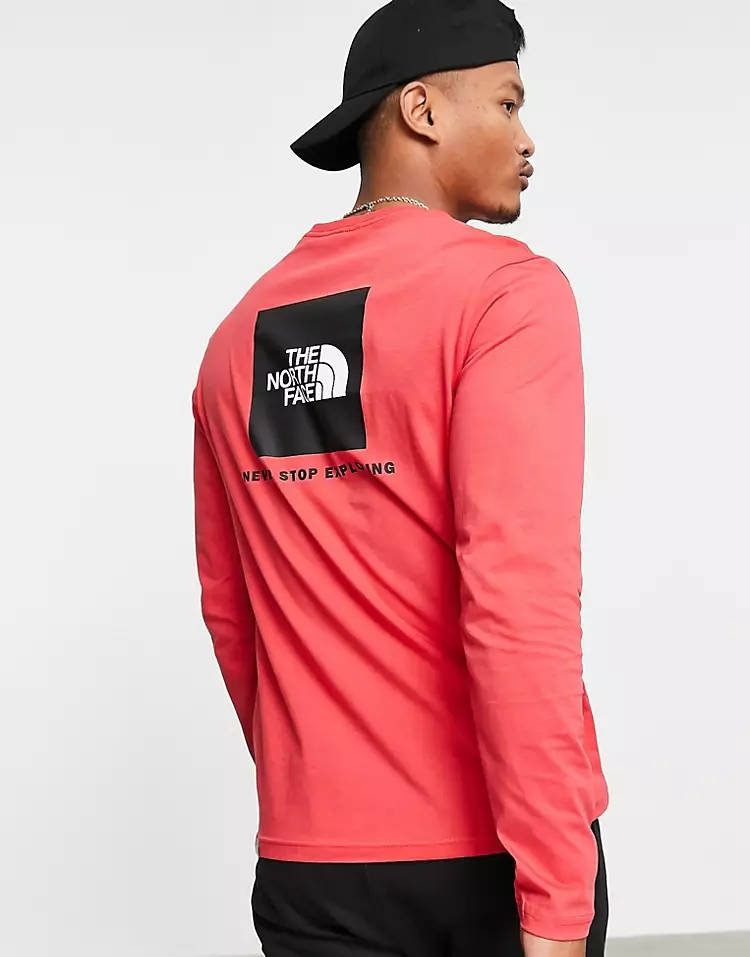 The North Face Red Box Long Sleeve T-Shirt Red Back