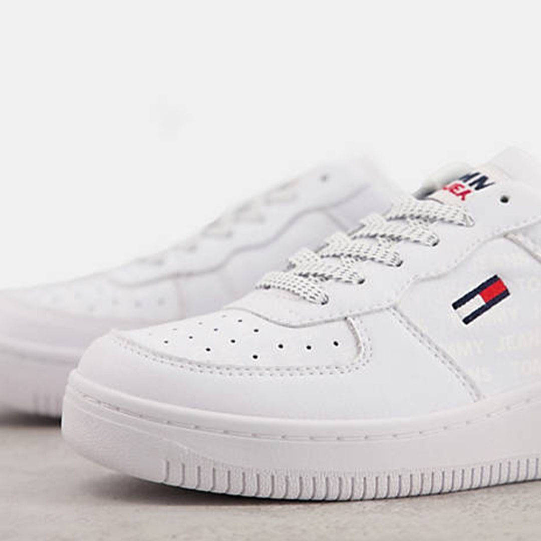 tommy jeans flag basket trainer white