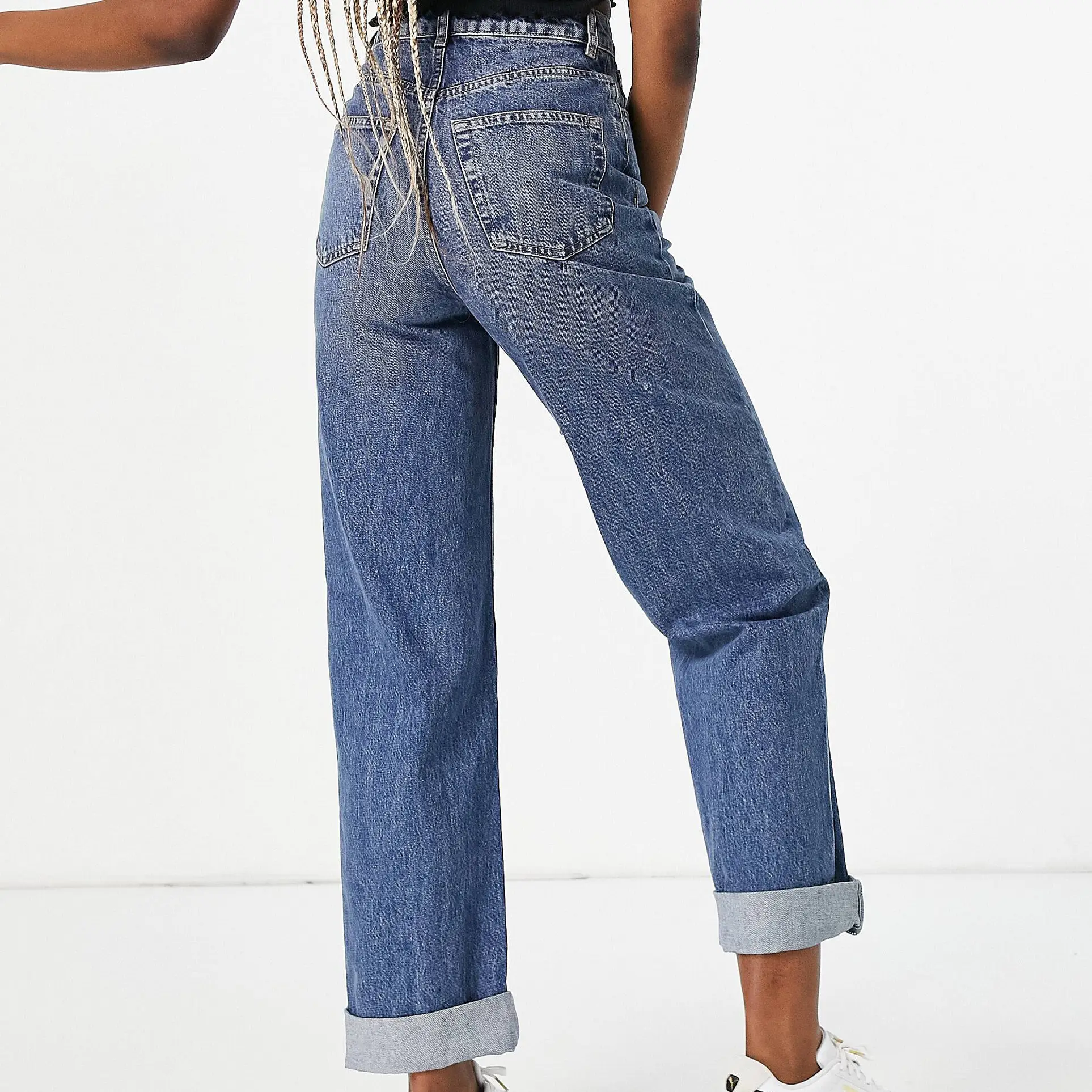 Topshop Tall mid blue oversized Mom jeans