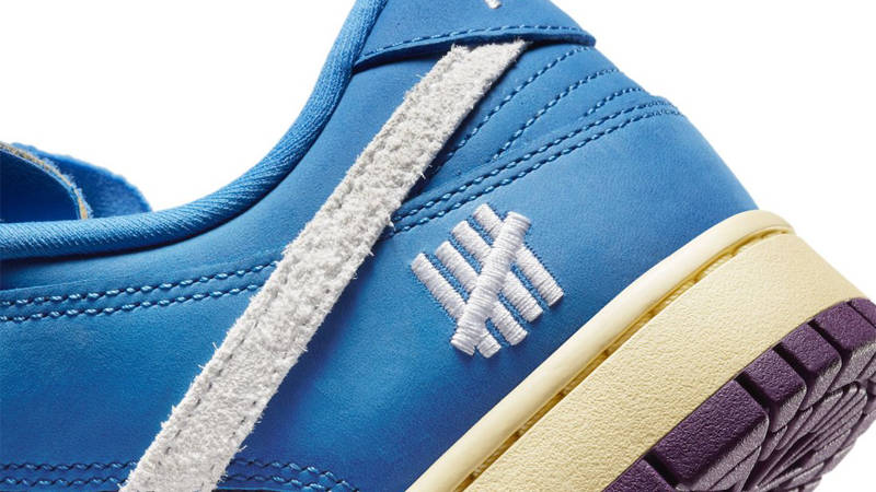 Undefeated x Nike Dunk Low Blue Purple Closeup