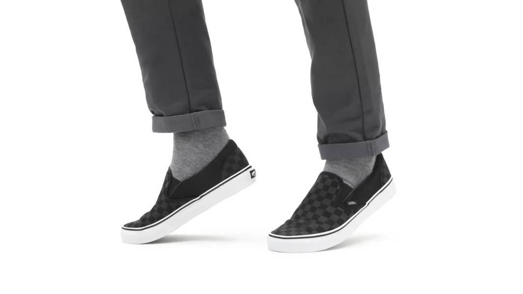 Vans slip on on sale checkerboard black and grey