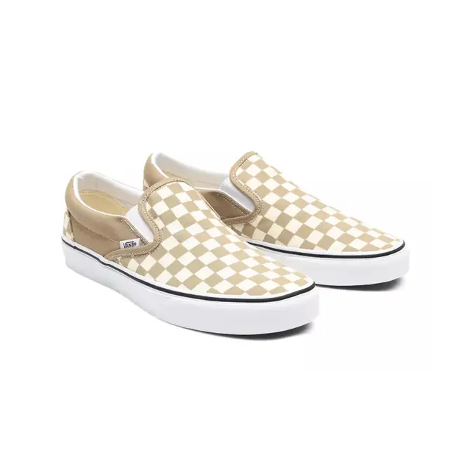 Beige checkered vans sale