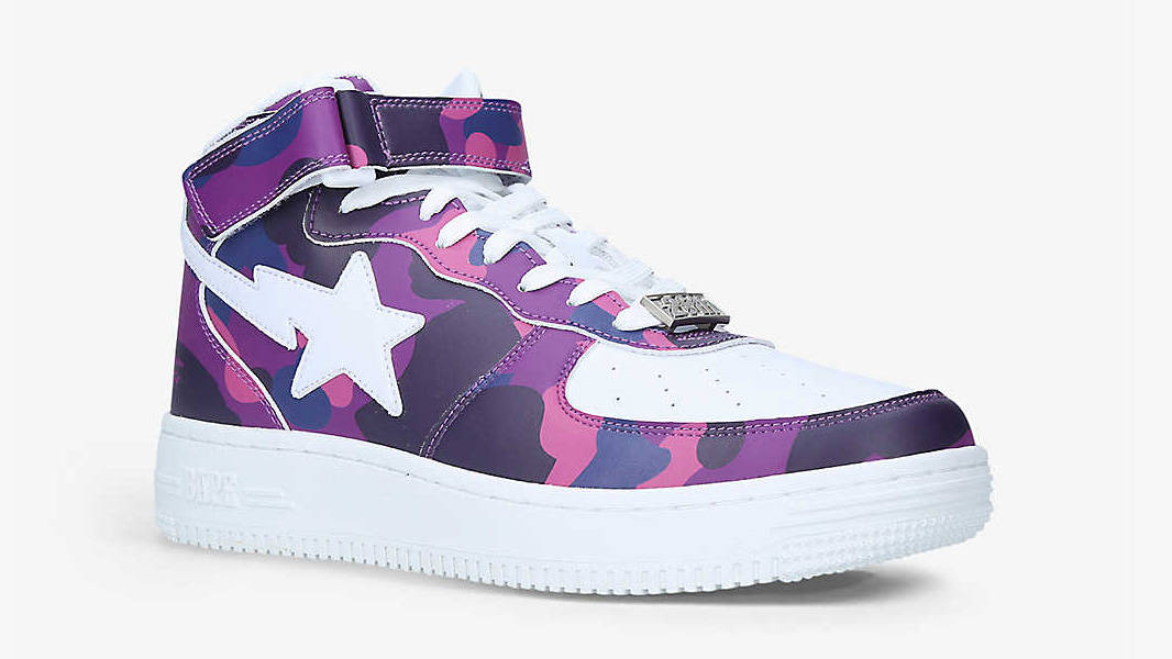 A BATHING APE BAPESTA Mid Camouflage Print Purple Front