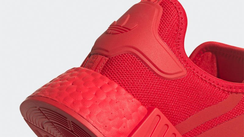 adidas NMD R1 Primeblue Vivid Red Closeup
