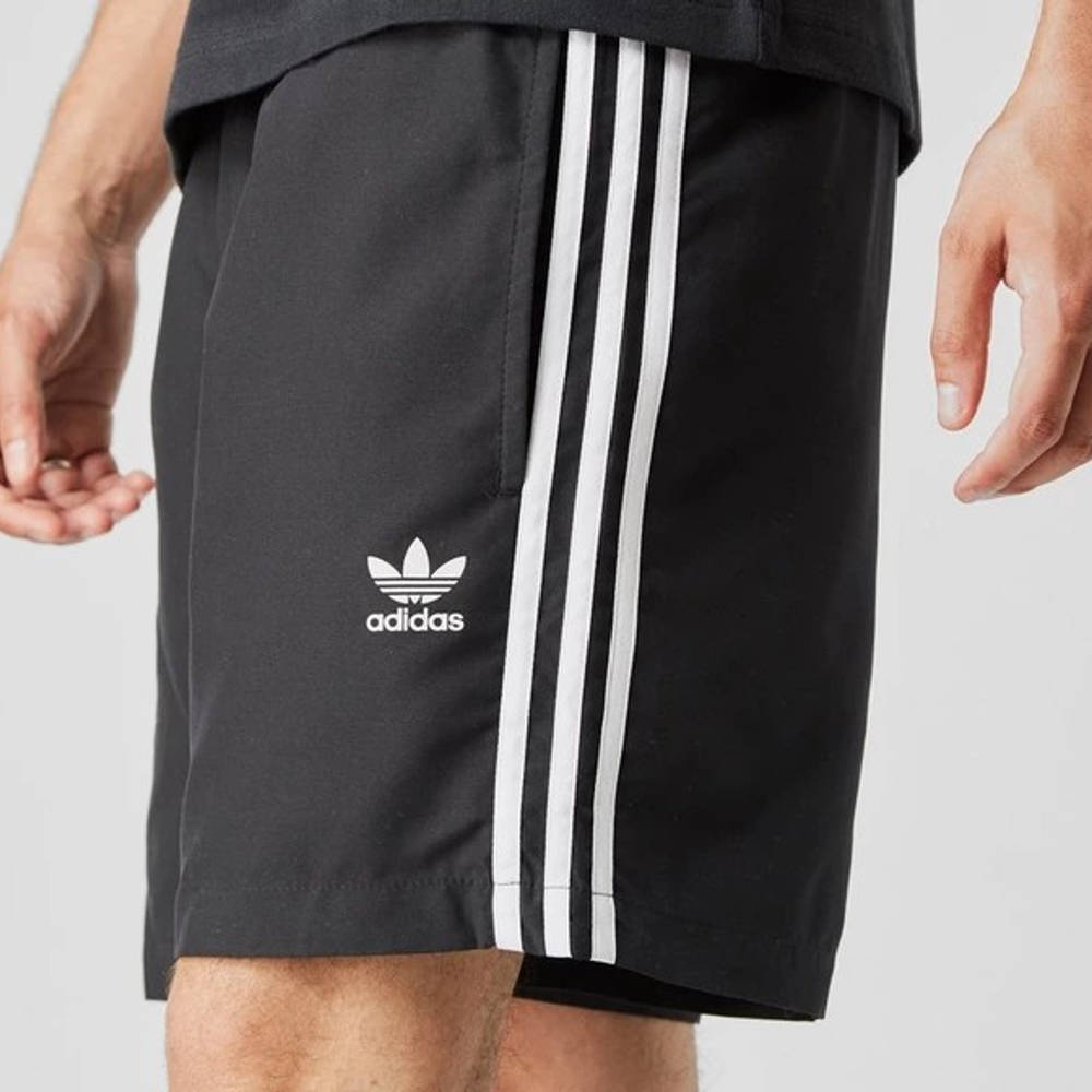 adidas Originals 3-Stripe Swim Shorts - Black | The Sole Supplier