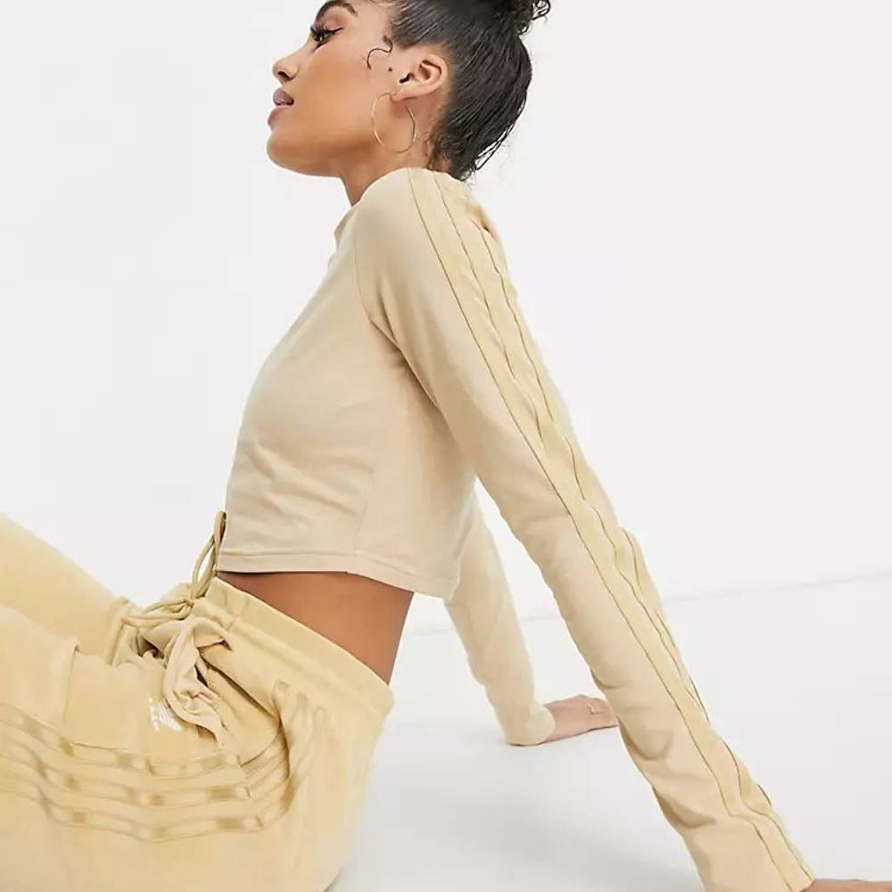 adidas Originals Relaxed Risque Long Sleeve Top - Beige | The Sole Supplier