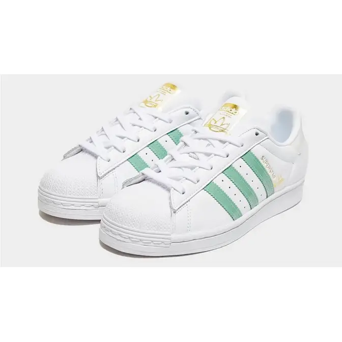 White and 2024 green adidas superstar