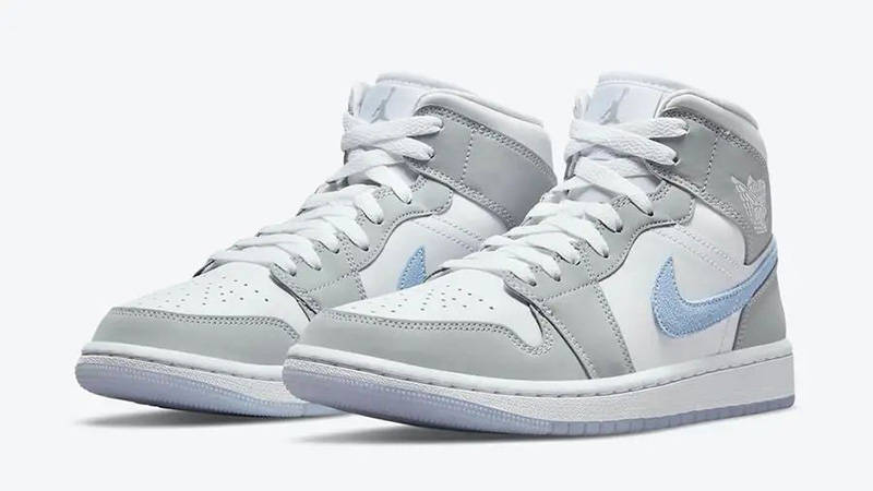 gray and baby blue jordans