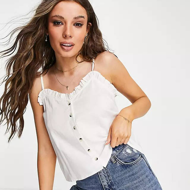 ASOS DESIGN Button Through Cami Sun Top
