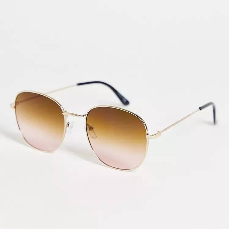 ASOS DESIGN Metal Round Sunglasses Gold