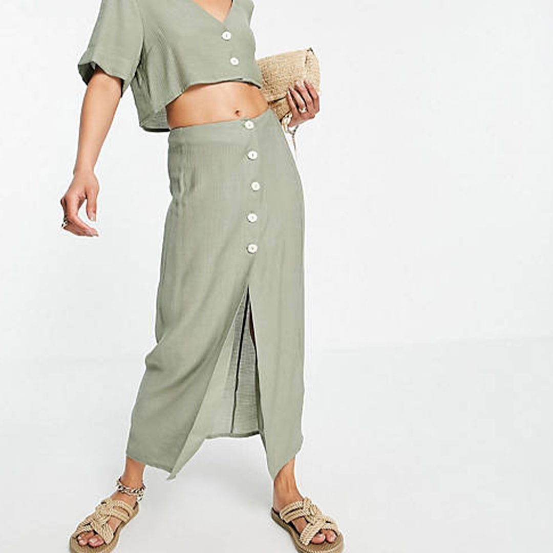 ASOS DESIGN midi skirt in sage