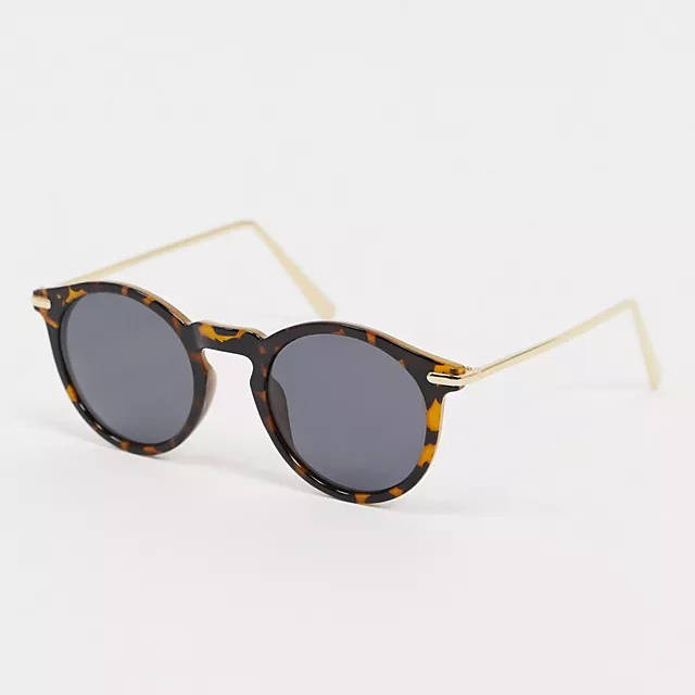 ASOS DESIGN Round Polarised Lens Sunglasses Tort