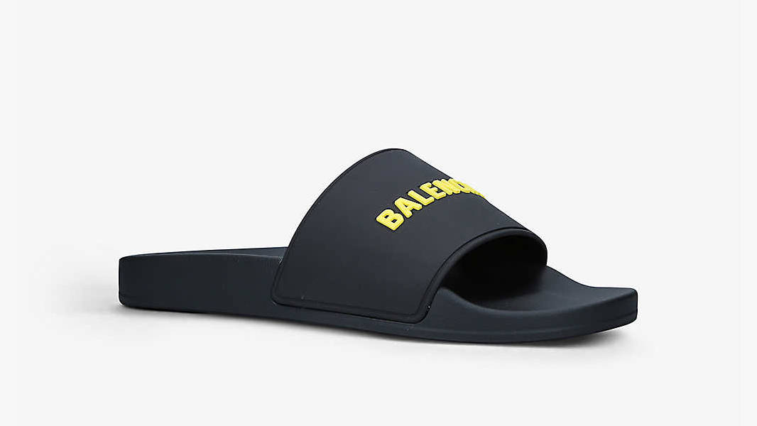 Balenciaga Logo Pool Slide Black Front