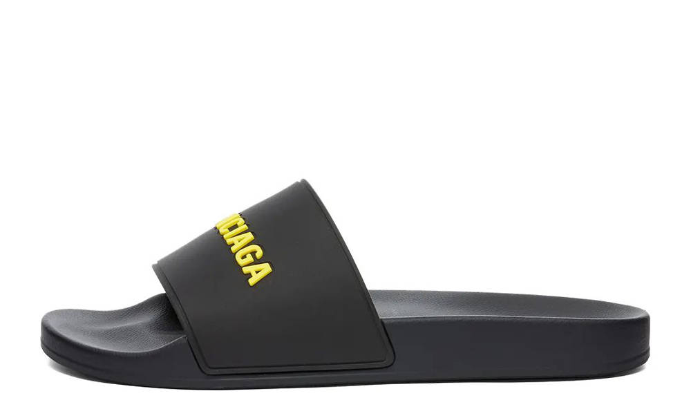 Balenciaga Logo Pool Slide Black