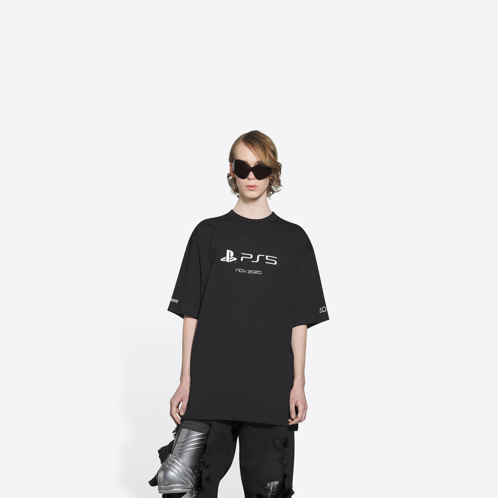 Balenciaga Playstation Boxy T-Shirt Black Front