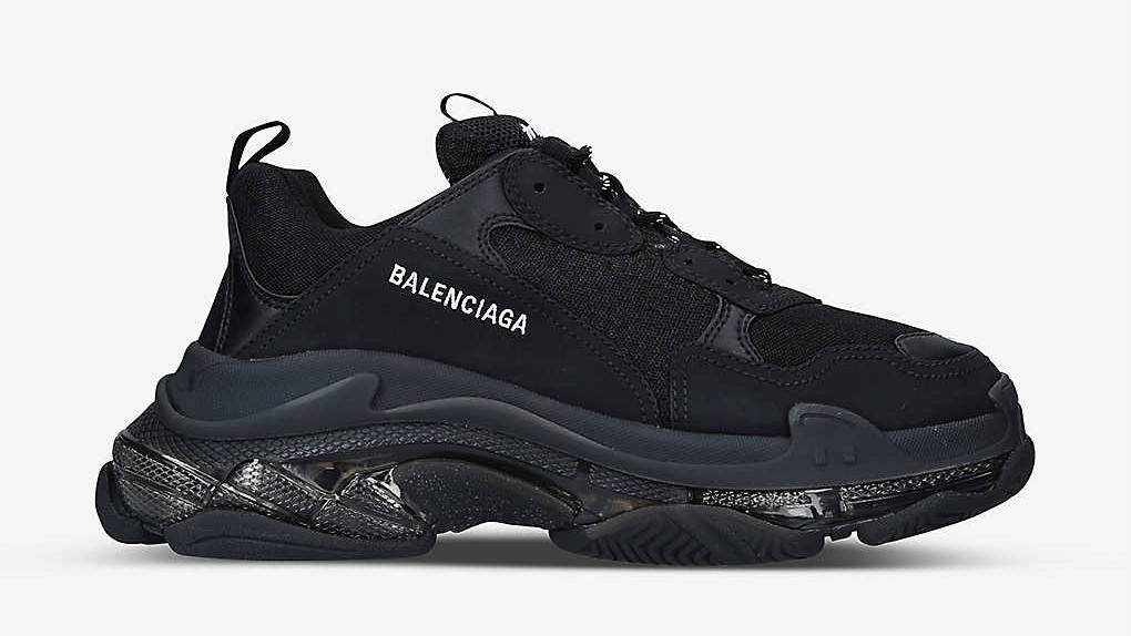 Balenciaga Triple S Leather and Mesh Mid-Top Trainers