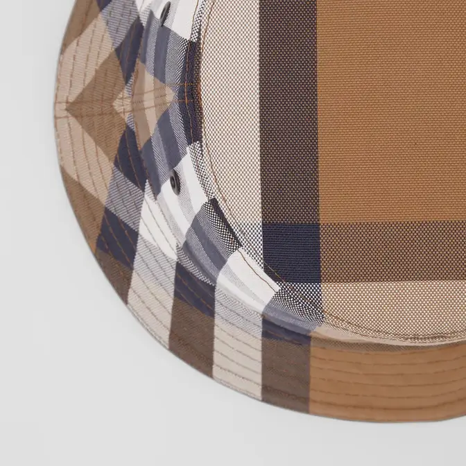 Burberry Check Cotton Canvas Bucket Hat Birch Brown Detail