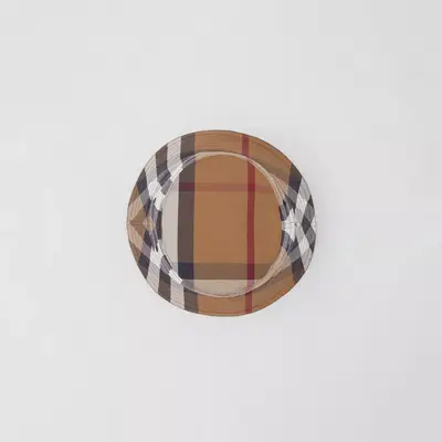 Burberry Check Cotton Canvas Bucket Hat Birch Brown Top