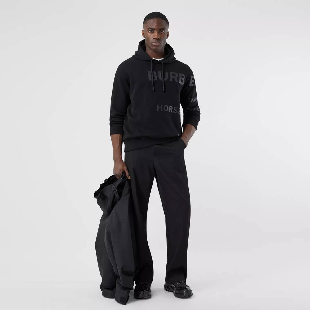 Burberry Horseferry Print Cotton Hoodie - Black | The Sole Supplier